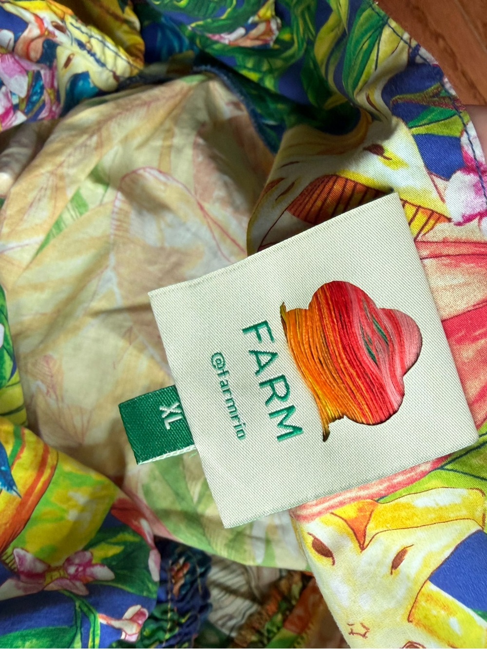 Farm Rio Tropical Fruit Floral Mini Dress XL Sleeveless Tiered - Picture 9 of 10